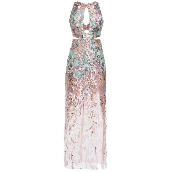 Satin long dress emerald tied back – 4 UK   Luxury Shoes 