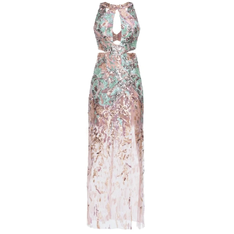 Satin long dress emerald tied back – 4 UK   Luxury Shoes 