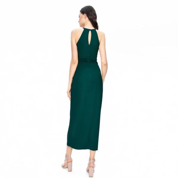 Satin long dress emerald tied back – 4 UK   Luxury Shoes 