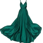 Satin long dress emerald tied back – 4 UK   Luxury Shoes 