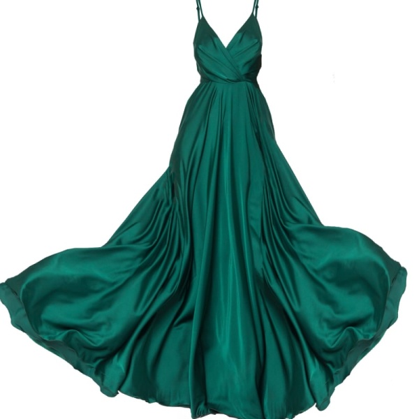 Satin long dress emerald tied back – 4 UK   Luxury Shoes 