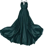 Satin long dress emerald tied back – 4 UK   Luxury Shoes 