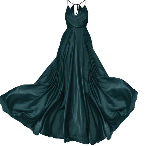 Satin long dress emerald tied back – 4 UK   Luxury Shoes 