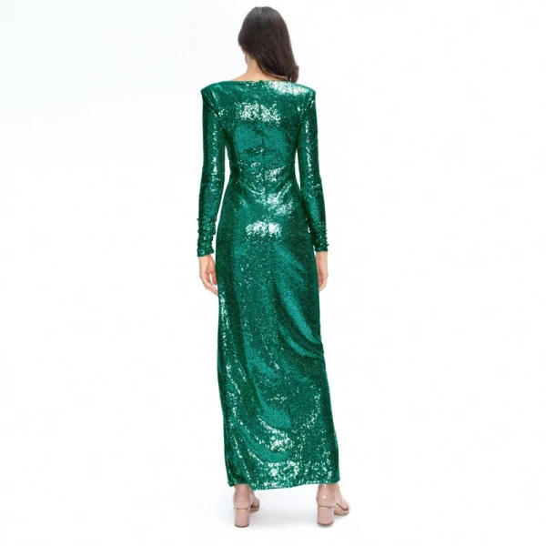 Satin long dress emerald tied back – 4 UK   Luxury Shoes 