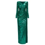 Satin long dress emerald tied back – 4 UK   Luxury Shoes 
