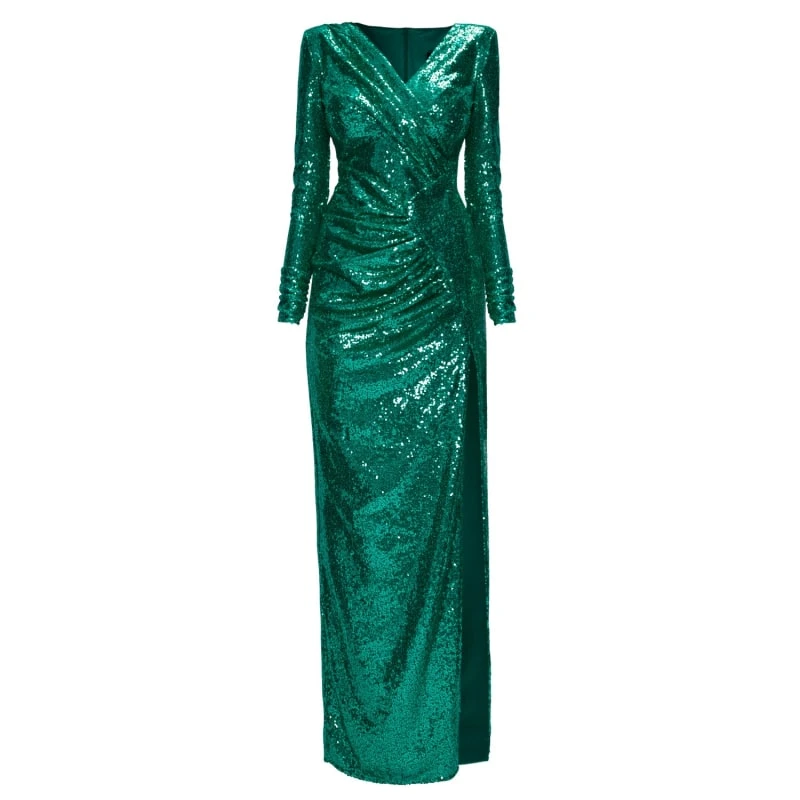 t0eq5ealgbtenayl8y89 Satin long dress emerald tied back – 4 UK Luxury Shoes