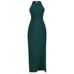 Satin long dress emerald tied back – 4 UK   Luxury Shoes 