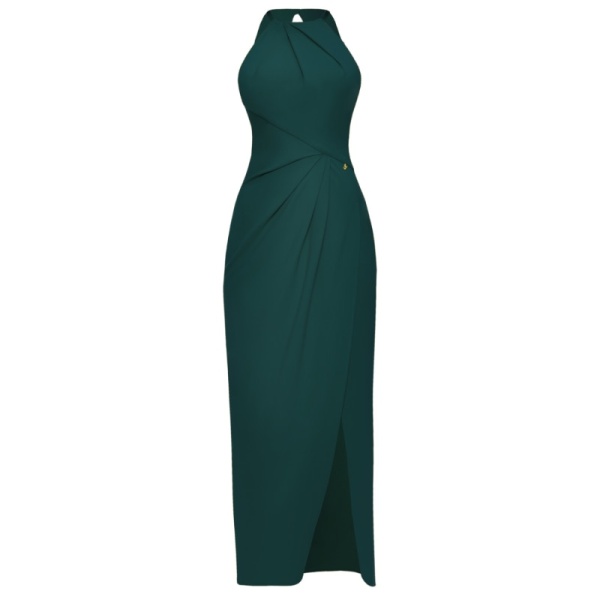 Satin long dress emerald tied back – 4 UK   Luxury Shoes 