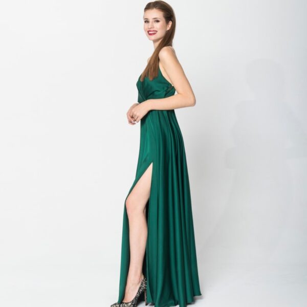 Angelika Jozefczyk Satin long dress emerald, view 4