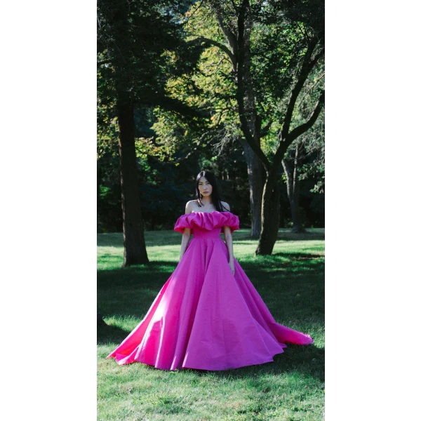 Delilah pink moire off-the-shoulder gown (Copy) Clothing A-Line Dresses Luxury Shoes 