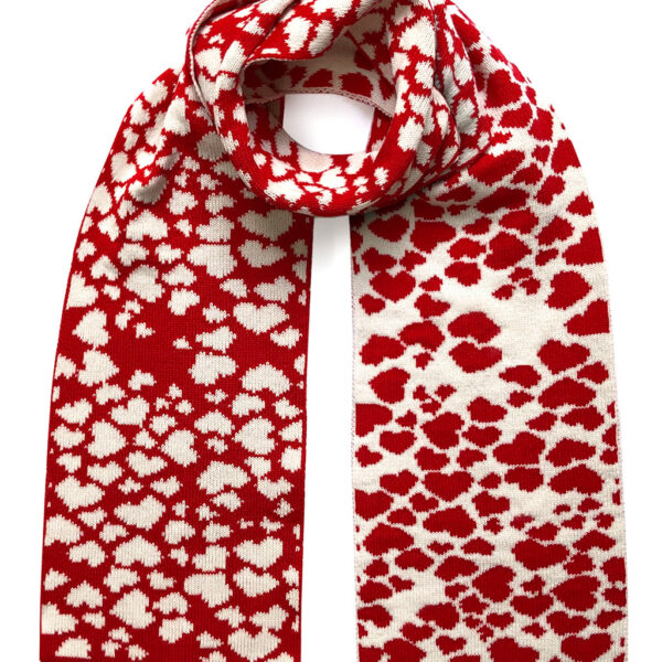 Ingmarson Hearts Wool & Cashmere Scarf Red, view 2