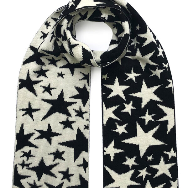 Ingmarson Stars Wool & Cashmere Scarf Black & White, view 3