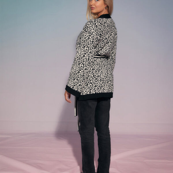 Ingmarson Leopard Knitted Wool & Cashmere Cardigan, view 3