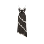 Heart Print Silk Slip Dress With Lace Heart Print Silk Slip Dress With Lace Clothing Alessandra Rich Luxury Shoes 