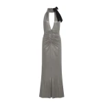 Laminated Jersey Evening Dress With Halterneck Laminated Jersey Evening Dress With Halterneck Clothing Alessandra Rich Luxury Shoes 