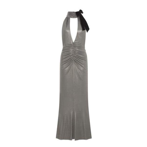 Laminated Jersey Evening Dress With Halterneck Laminated Jersey Evening Dress With Halterneck Clothing Alessandra Rich Luxury Shoes 