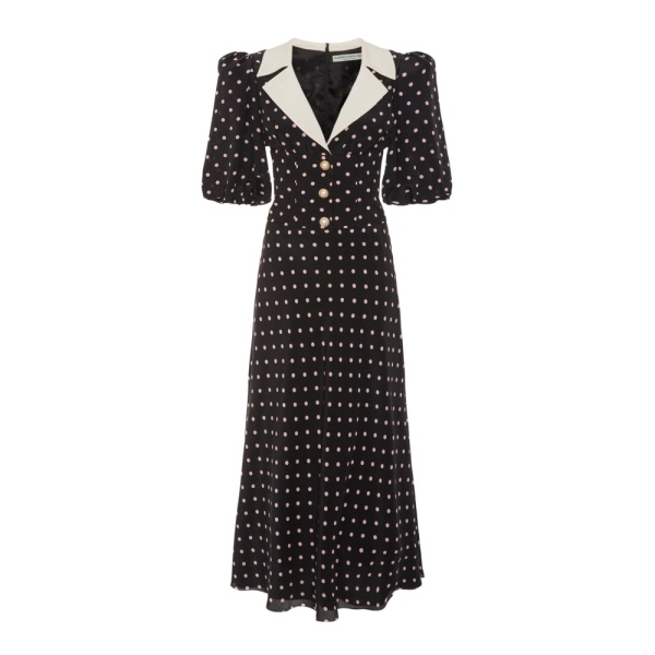 Polka Dot Silk Dress With Puff Sleeves Polka Dot Silk Dress With Puff Sleeves Clothing Alessandra Rich Luxury Shoes 