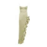 Silk Satin Evening Dress With Volant Silk Satin Evening Dress With Volant Clothing Alessandra Rich Luxury Shoes Silk Satin Evening Dress With Volant Silk Satin Evening Dress With Volant Clothing Alessandra Rich Luxury Shoes