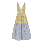 Silvia Tcherassi Eugene Dress Yellow Embroidered Flowers Eugene Dress Yellow Embroidered Flowers Clothing american designer Luxury Shoes 