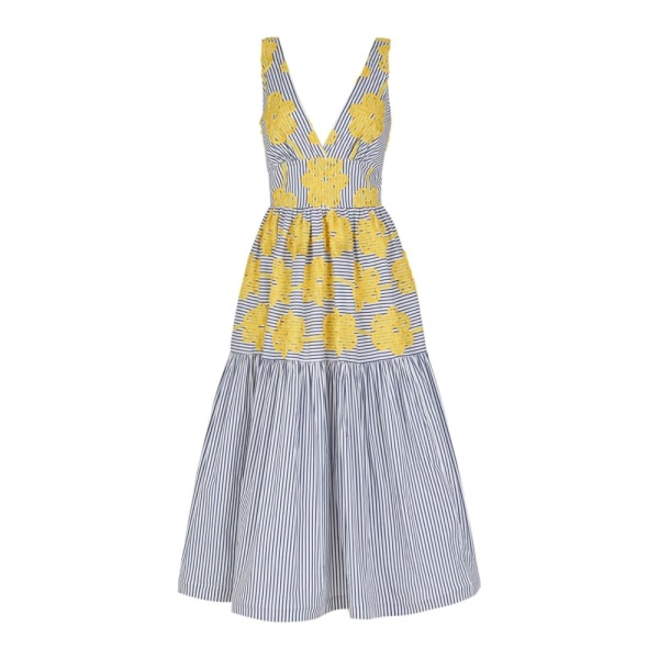 Silvia Tcherassi Eugene Dress Yellow Embroidered Flowers Eugene Dress Yellow Embroidered Flowers Clothing american designer Luxury Shoes 