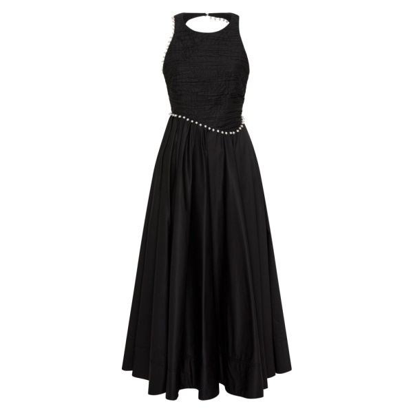 Aje Black Dress Florence Pearl Trim Midi Dress Clothing Aje Luxury Shoes 