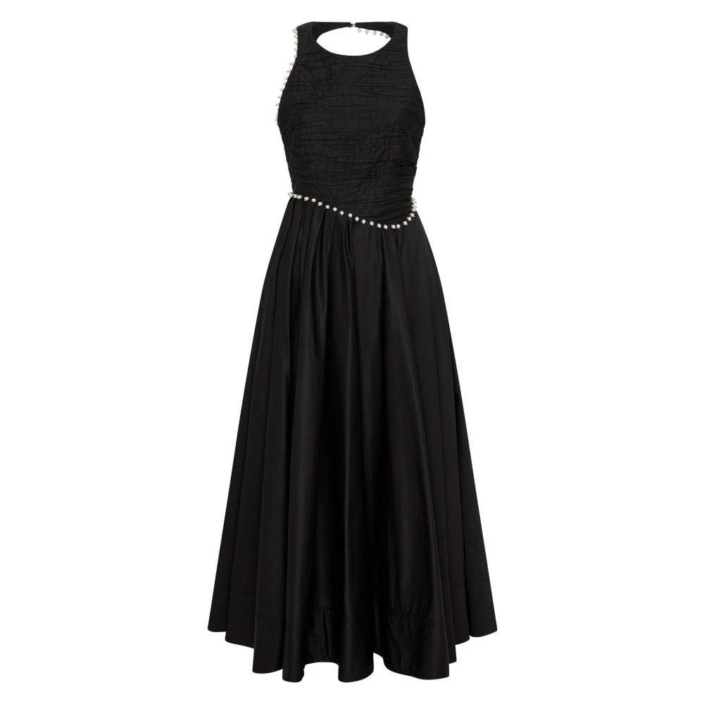 Aje Black Dress Florence Pearl Trim Midi Dress Clothing Aje Luxury Shoes Aje Black Dress Florence Pearl Trim Midi Dress Clothing Aje Luxury Shoes
