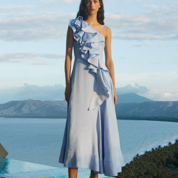 Aje Adelia Ruffle Midi Dress, view 2