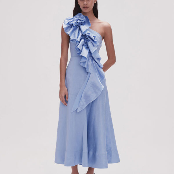 Aje Adelia Ruffle Midi Dress, view 3