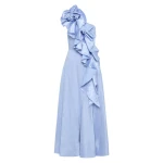 Aje Blue Dress Adelia Ruffle Midi Dress Clothing Aje Luxury Shoes 