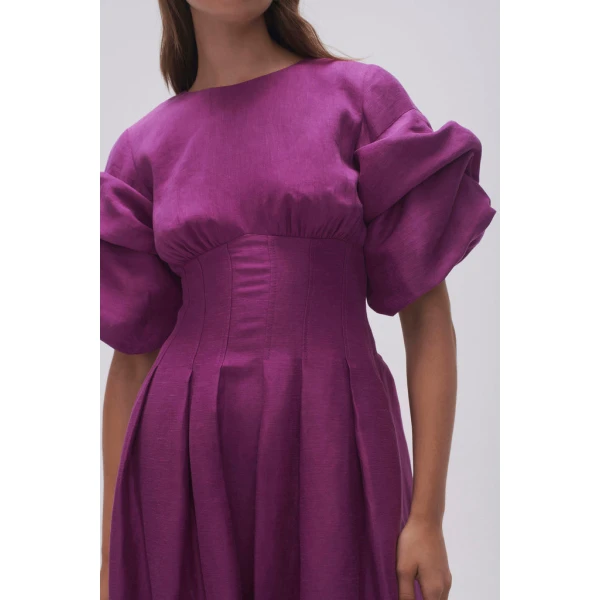 Adelie Puff Sleeve Midi Dress