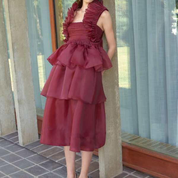 Aje Asra Pleated Frill Midi Dress, view 2
