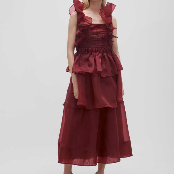 Aje Asra Pleated Frill Midi Dress, view 3