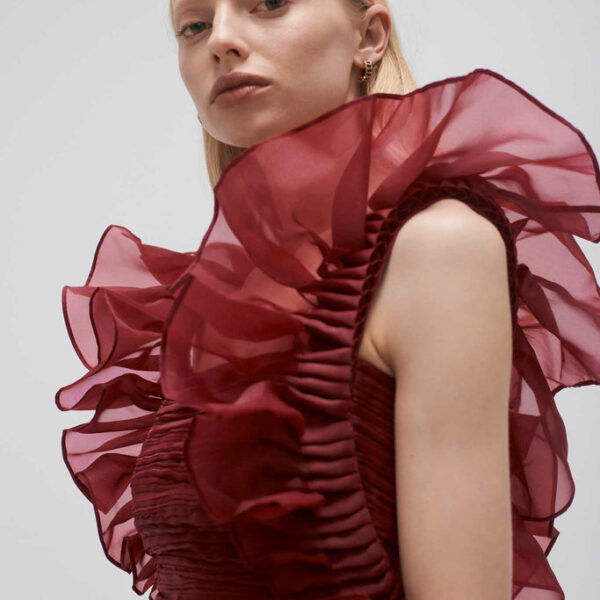 Aje Asra Pleated Frill Midi Dress, view 4