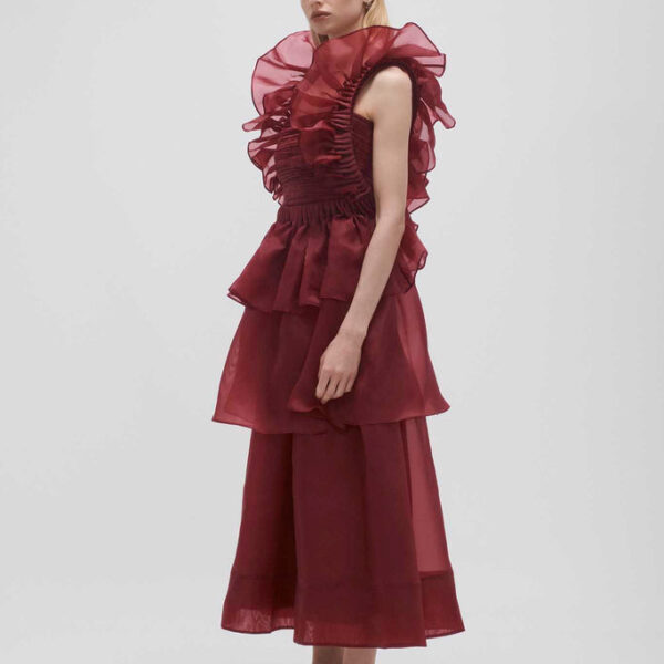 Aje Asra Pleated Frill Midi Dress, view 5