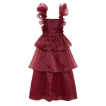 Aje Red Dress Asra Pleated Frill Midi Dress Clothing Aje Luxury Shoes 