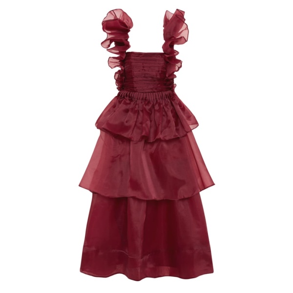 Aje Red Dress Asra Pleated Frill Midi Dress Clothing Aje Luxury Shoes 
