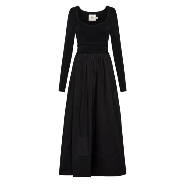 Aje Black Dress Audrey Knit Midi Dress Clothing Aje Luxury Shoes 