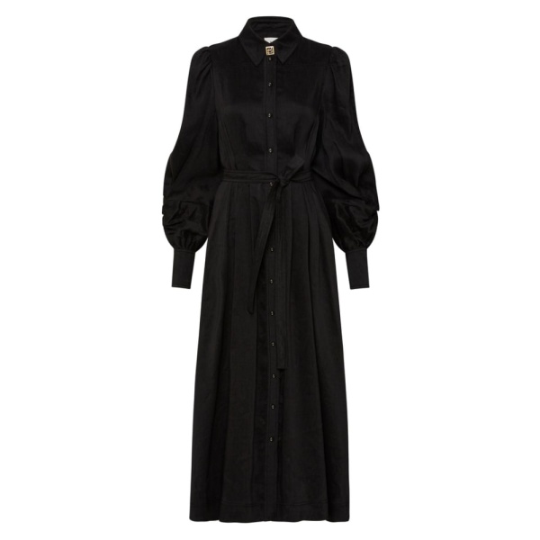 Aje Black Dress Bonnie Knot Sleeve Midi Dress Clothing Aje Luxury Shoes 