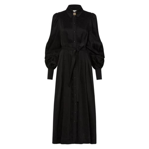 Aje Black Dress Bonnie Knot Sleeve Midi Dress Clothing Aje Luxury Shoes 