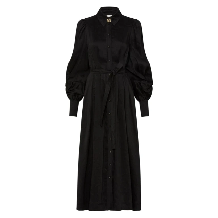 Aje Black Dress Bonnie Knot Sleeve Midi Dress Clothing Aje Luxury Shoes 