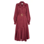 Aje Red Dress Caroline Belted Midi Dress Clothing Aje Luxury Shoes 