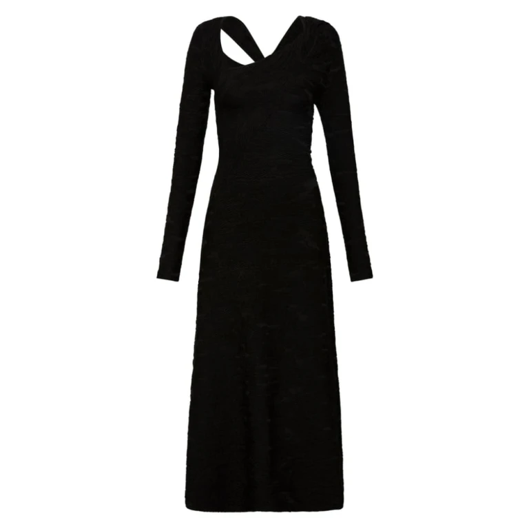 Aje Black Dress Celeste Twist Knit Midi Dress Clothing Aje Luxury Shoes 