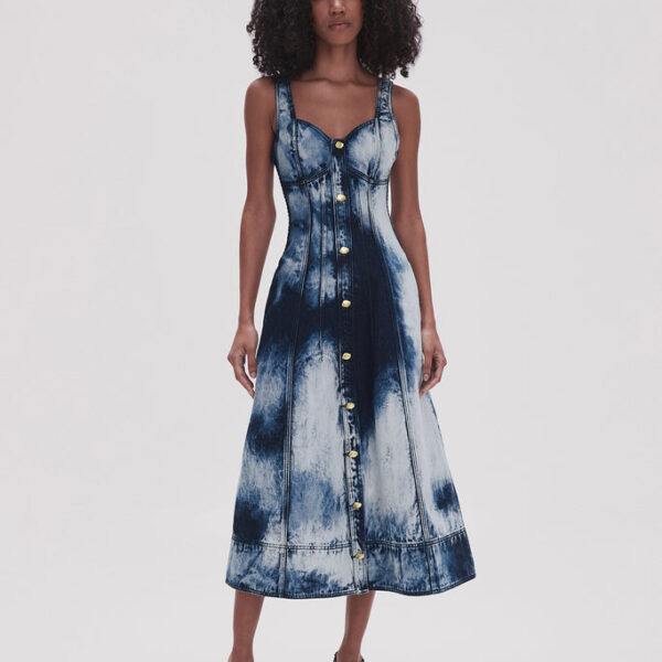 Aje Enigma Denim Midi Dress, view 3