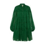 Aje Green Dress Erika Ruched Tier Mini Dress Clothing Aje Luxury Shoes 