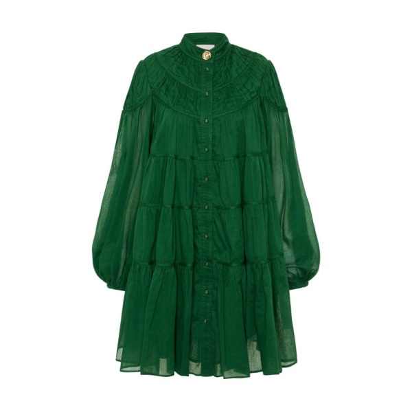 Aje Green Dress Erika Ruched Tier Mini Dress Clothing Aje Luxury Shoes 