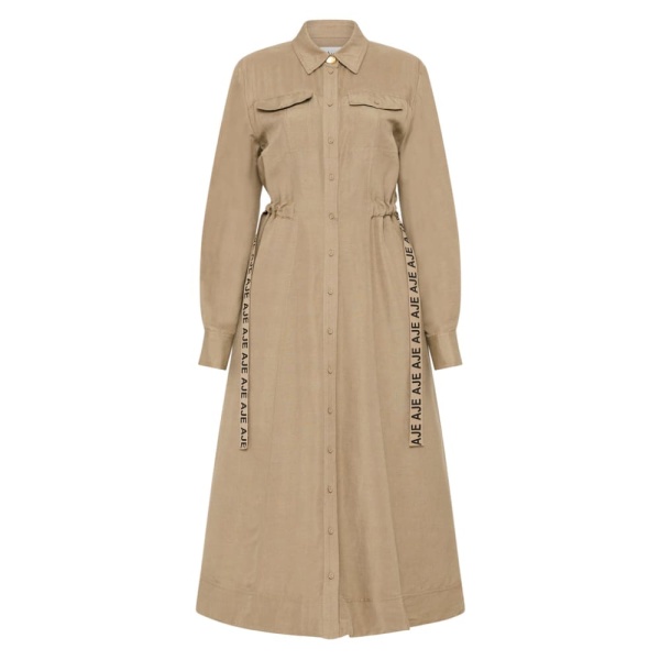 Aje Brown Dress Eternal Logo Midi Dress Clothing Aje Luxury Shoes 