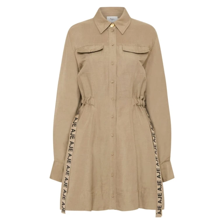 Aje Brown Dress Eternal Logo Mini Dress Clothing Aje Luxury Shoes 