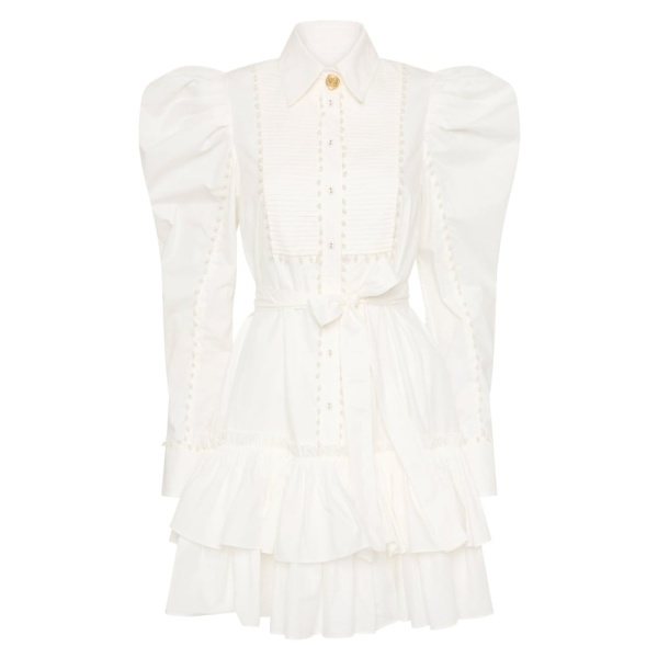 Aje Ivory Dress Florence Pearl Trim Mini Dress Clothing Aje Luxury Shoes 