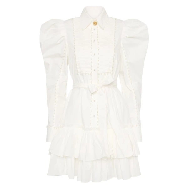 Aje Ivory Dress Florence Pearl Trim Mini Dress Clothing Aje Luxury Shoes 