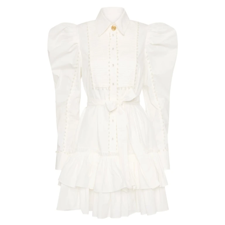 Aje Ivory Dress Florence Pearl Trim Mini Dress Clothing Aje Luxury Shoes 